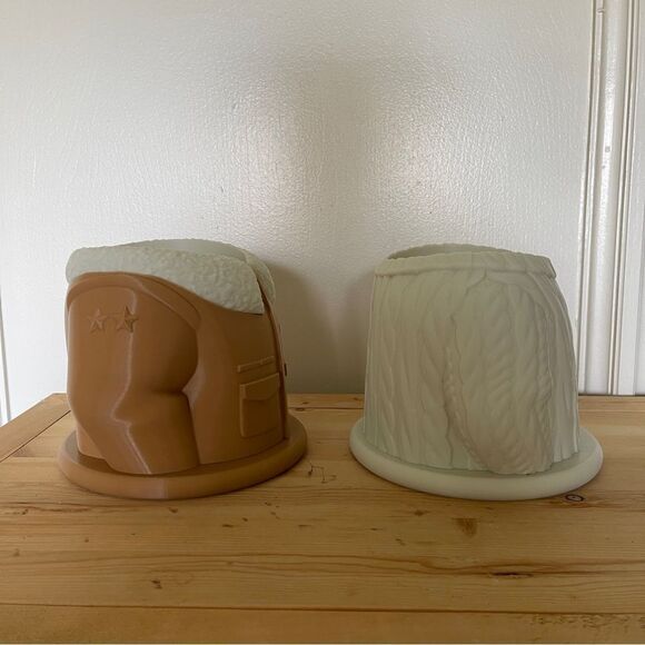 Cozy Duo: Cable Sweater & Aviator Jacket Planter Set - Perfect Grandma & Grandpa - Picture 5 of 13